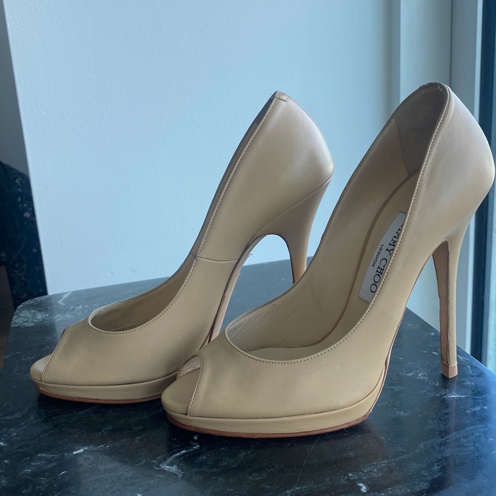 Jimmy Choo Quiet Calfskin open toe shoes Nude - Picture 6 of 9